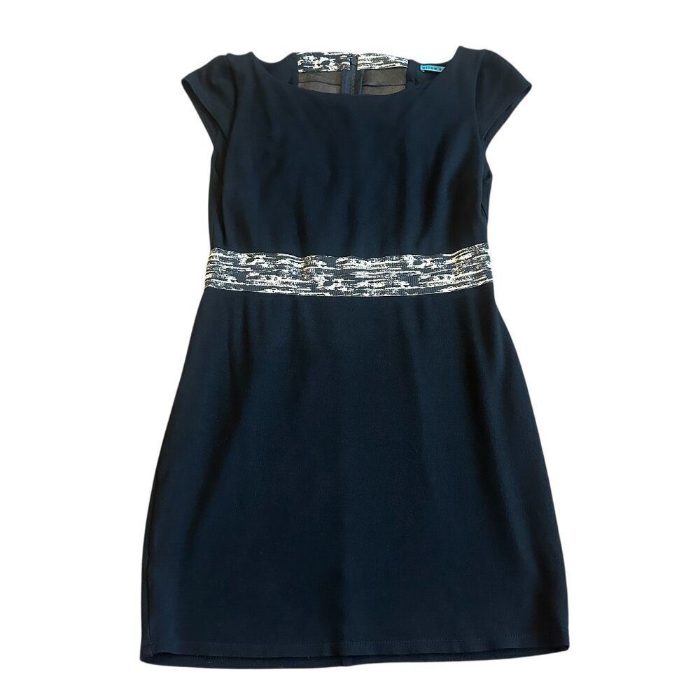 Alice + Olivia Black Mini Dress with Silver Waist Accent